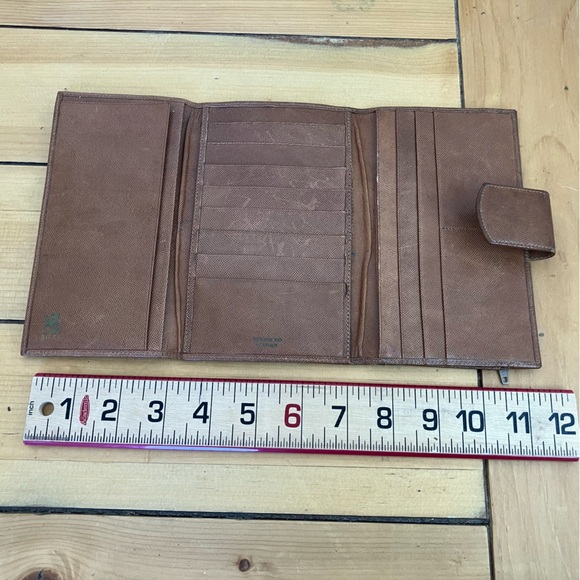 Birks Genuine Kid Leather Wallet Tan Tri-Fold Organizer Clutch Multi-Pocket - Picture 7 of 10